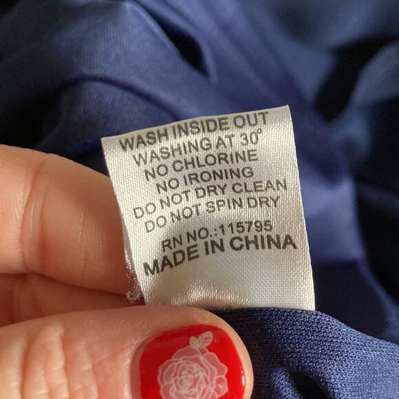 Mikarose Navy Blue Chiffon & Lace Midi Dress, Size XS - Picture 7 of 7